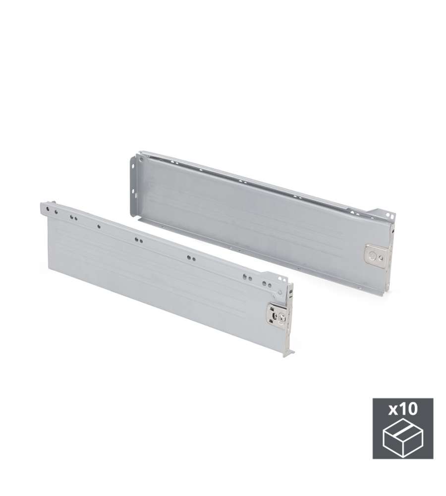 Emuca Kit Cassetto Cucina Ultrabox 150mm Altezza 400mm Grigio Metallizzato