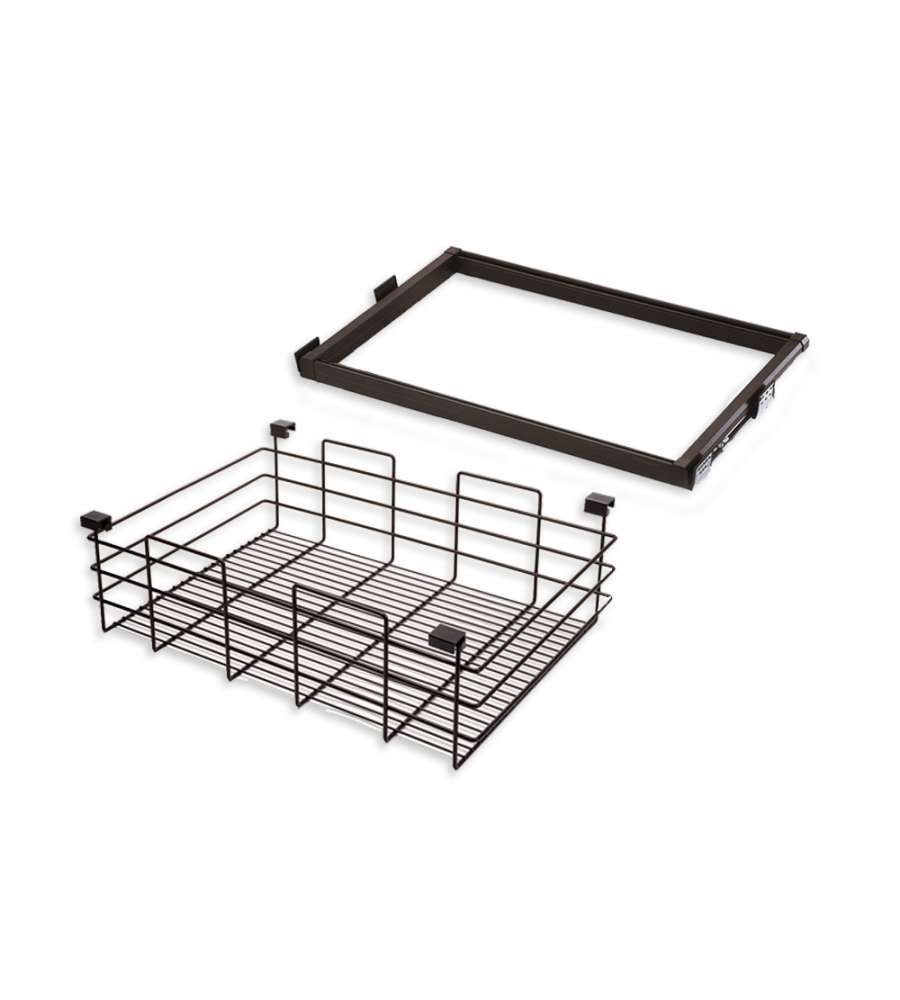 Emuca Kit Cesto in filo metallico con guide, modulo di 600 mm, 33 x 53,5 x 51 cm
