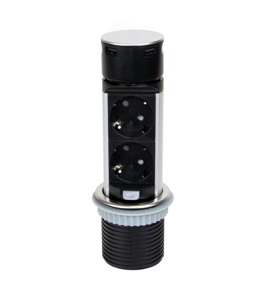 Emuca Torretta con 2 prese e con 2 usb inox