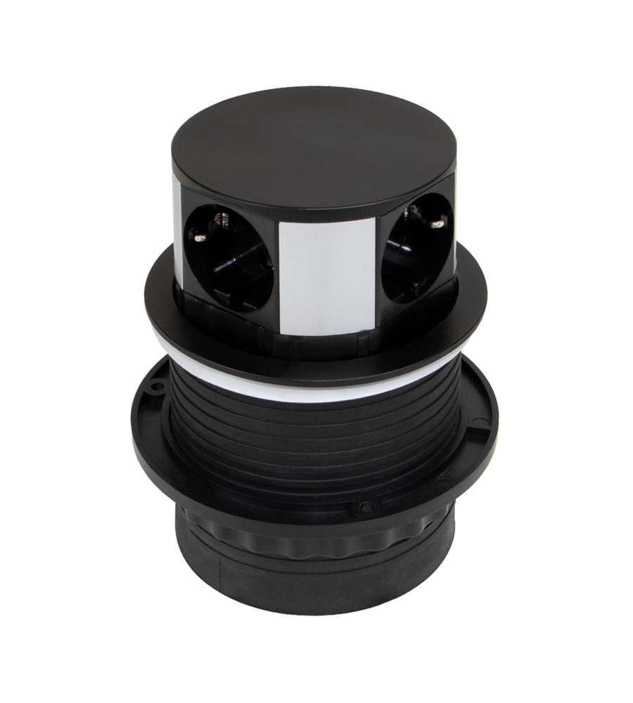 Emuca Torretta con 3 prese e con 2 usb nero