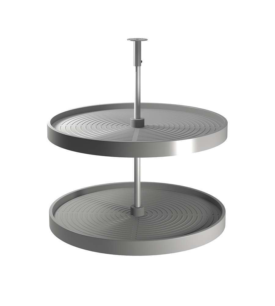 Emuca Coppia di cestelli circolari Shelvo per mobili da cucina, 800, Plastica grigia, Tecnoplastica e Alluminio
