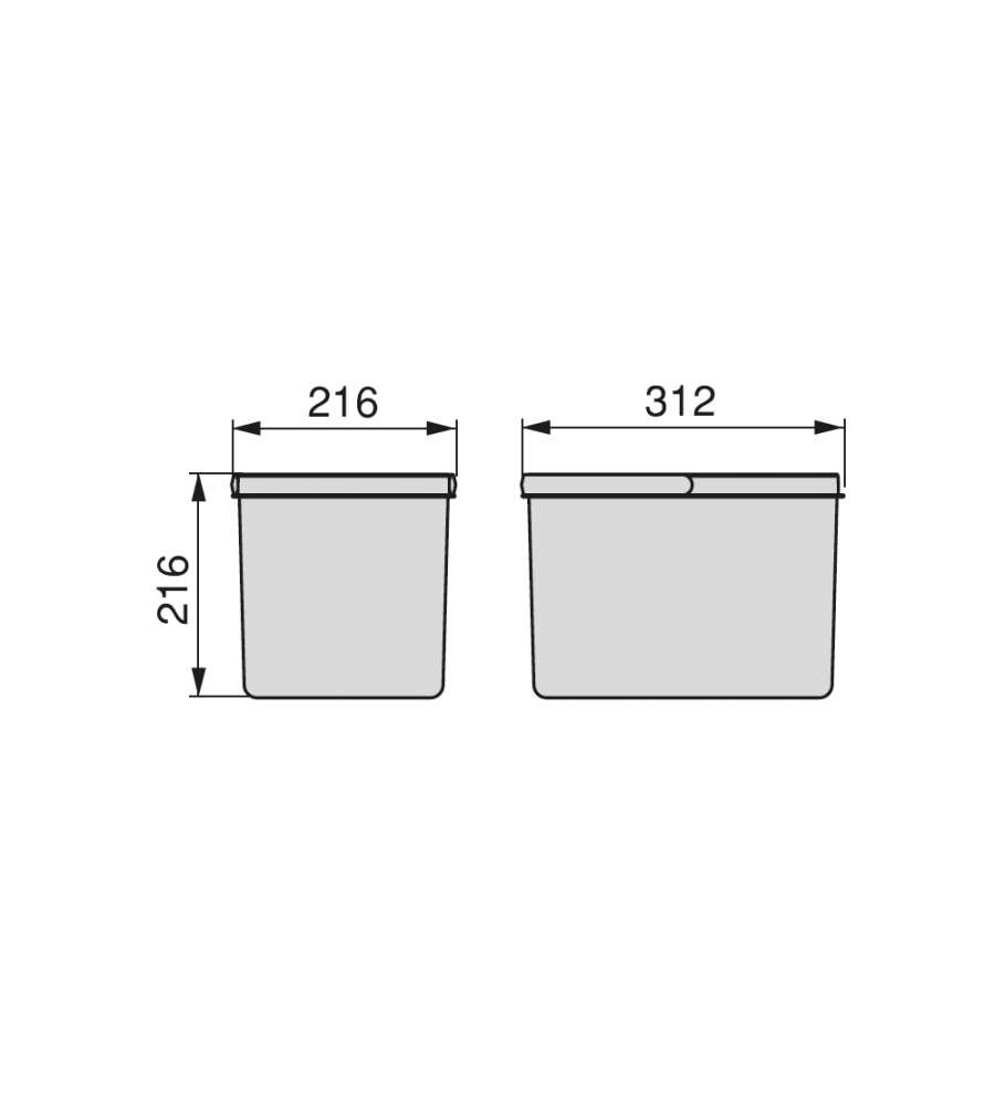 Emuca Contenitori per cassetti da cucina, altezza 216 mm, 1x12L, Grigio antracite