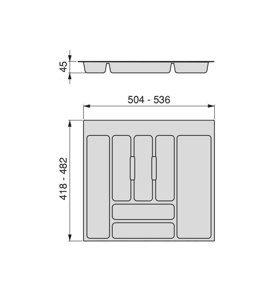 Emuca Portaposate per cassetti di cucina, modulo 600 mm