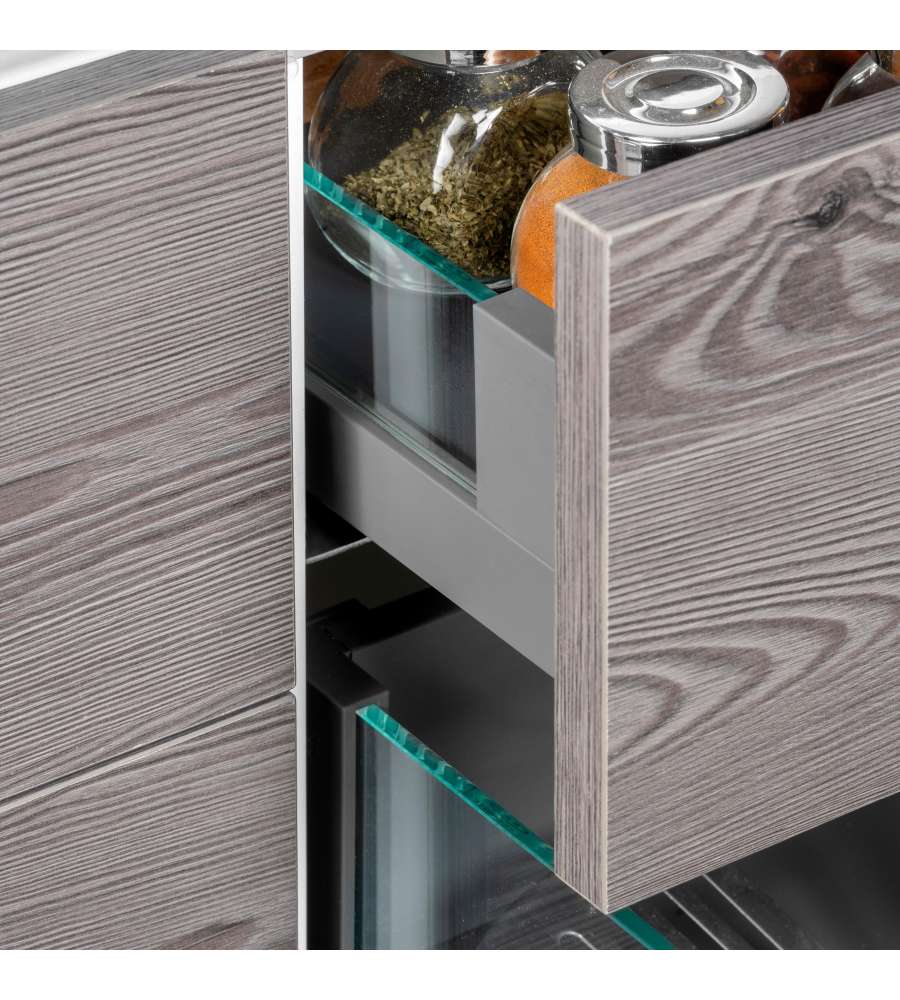 Emuca Kit cassetto per cucina o bagno Vertex di altezza 93 mm con pannelli  inclusi., 900, Grigio antracite, Vari • Maniglie Design