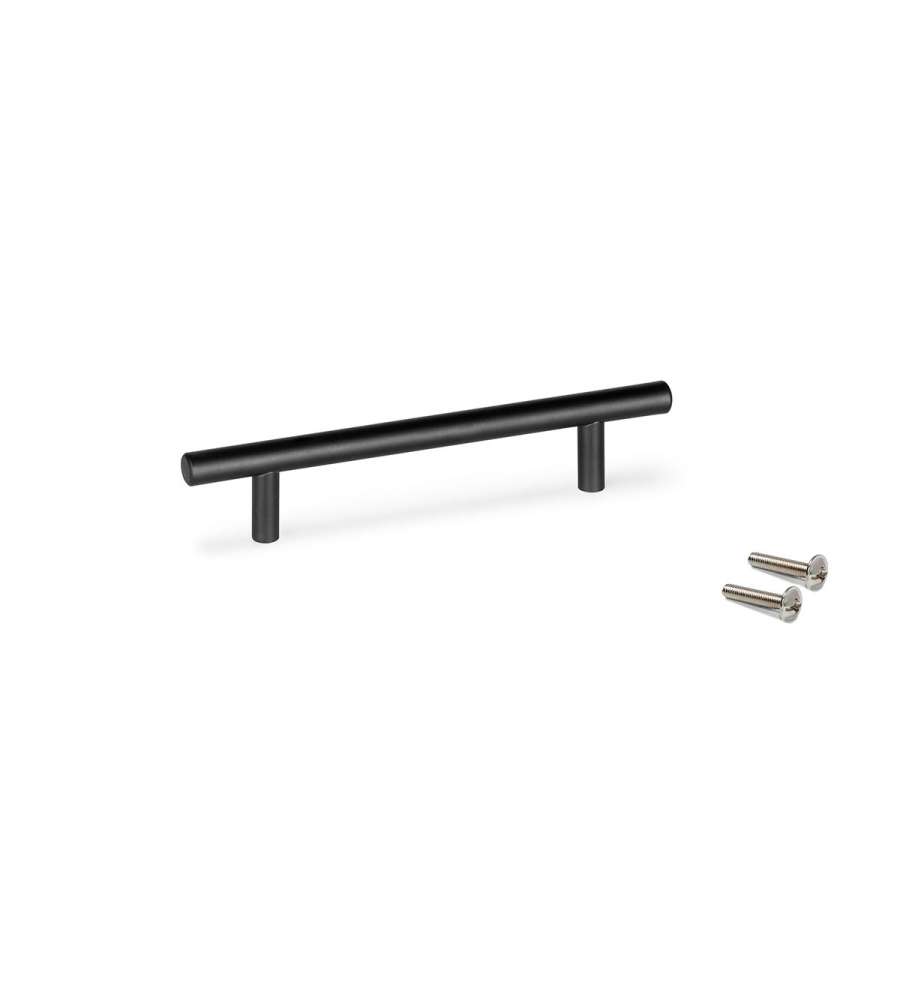 Emuca Maniglia per mobile Miami, L 272 mm, interasse 192 mm, Verniciato nero, Acciaio inossidabileto