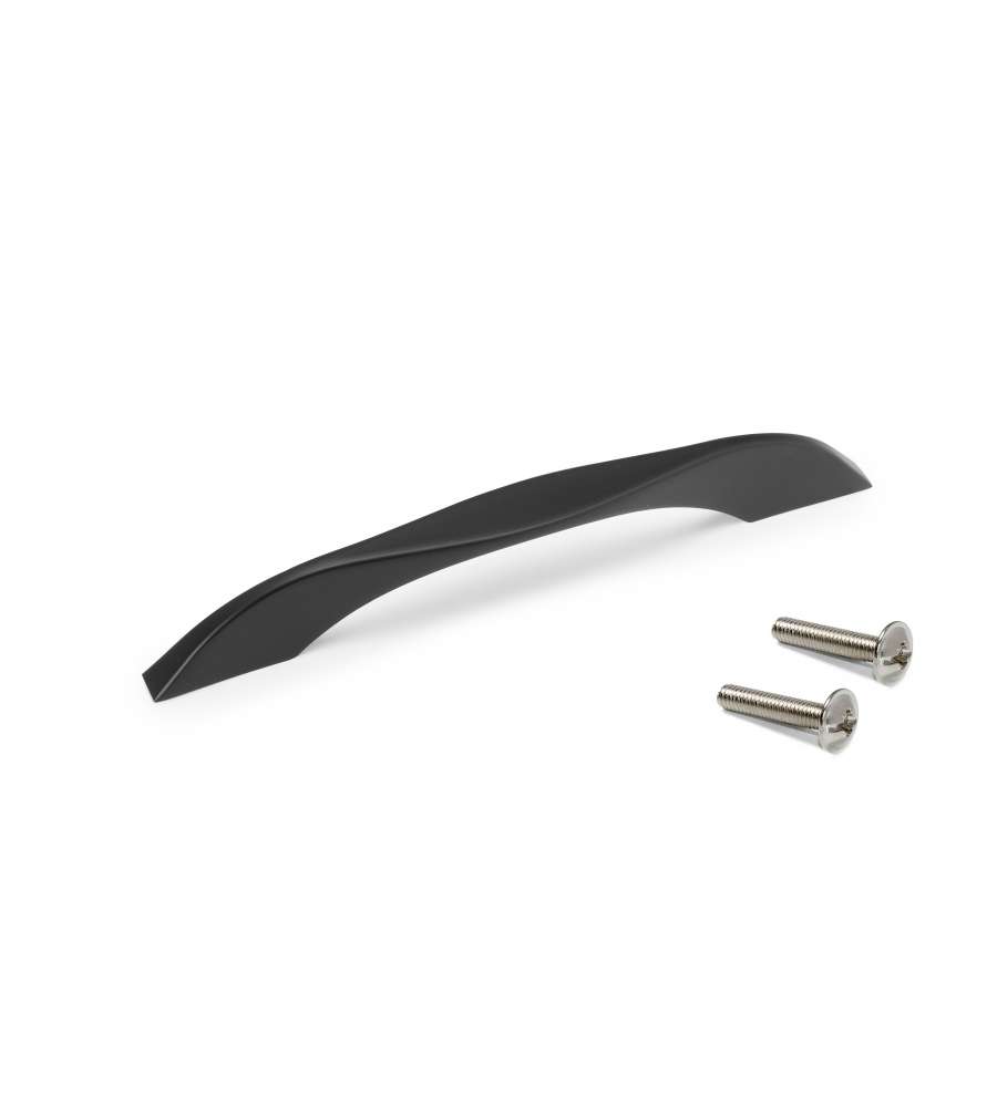 Emuca Maniglia per mobili Varna, L 181 mm, interasse 160 mm, Verniciato nero, Zamato