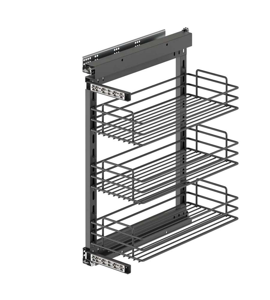 Emuca TitaneStar Carrello estraibile con chiusura soft, modulo 400 mm, Acciaio, Grigio antracite 1 UN