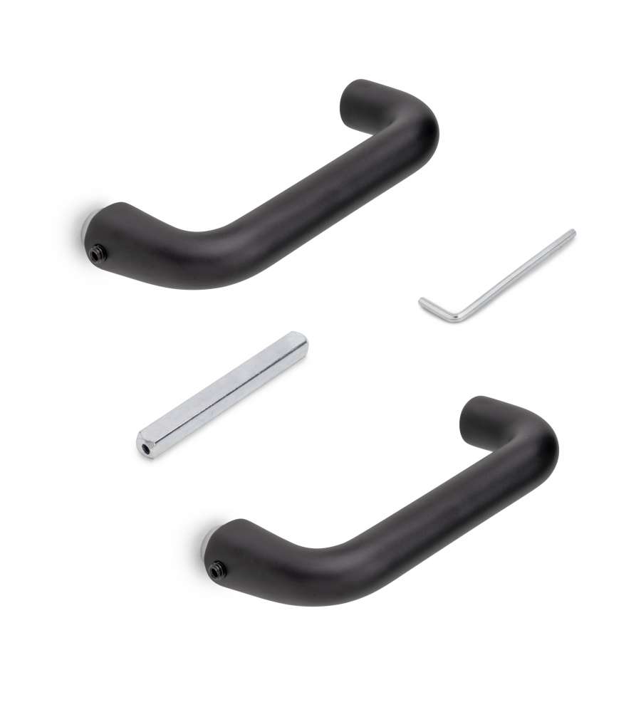 Emuca Maniglie per serrature di porte da interno in vetro, Modello U, alluminio, Verniciato nero 1 SET