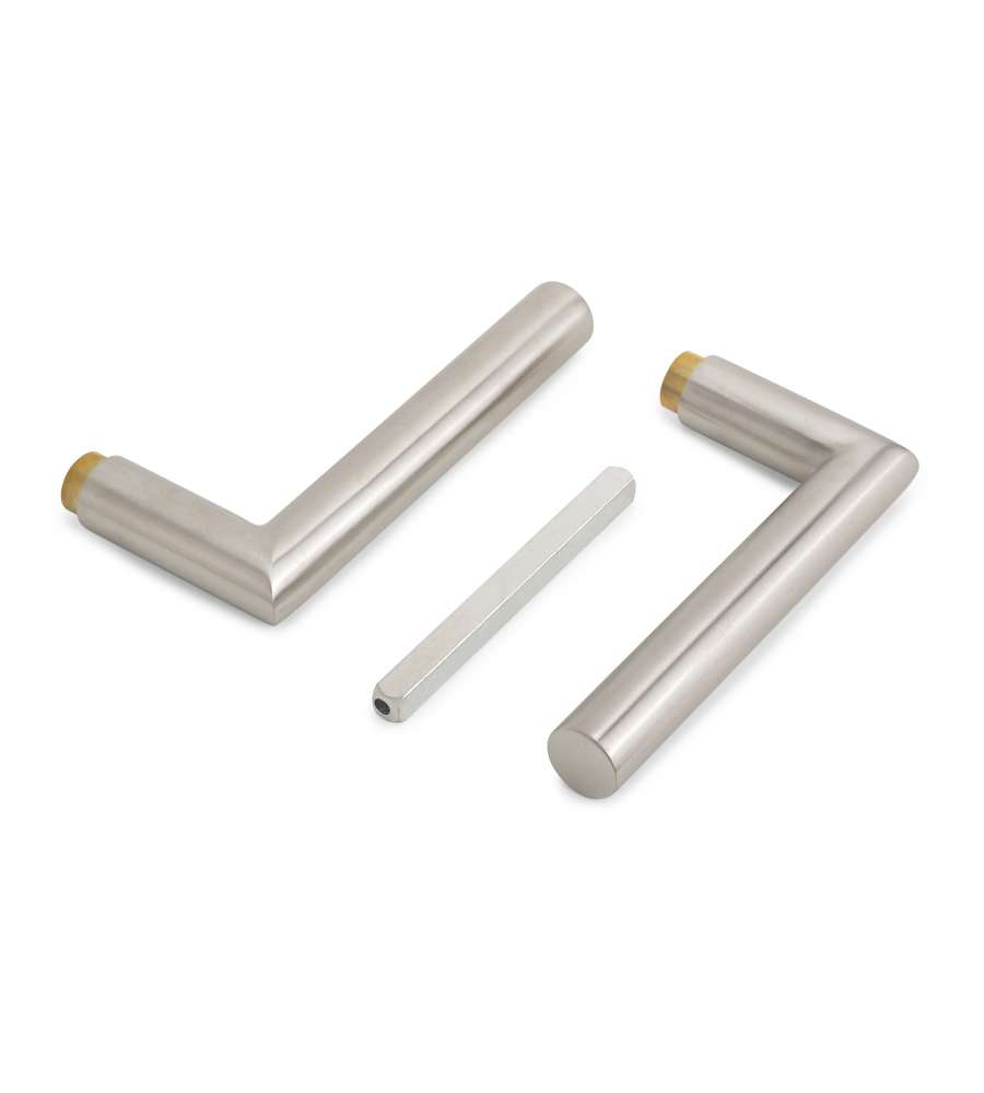 Emuca Maniglie per serrature di porte da interno in vetro, Modello L-R, acciaio inox 1 SET