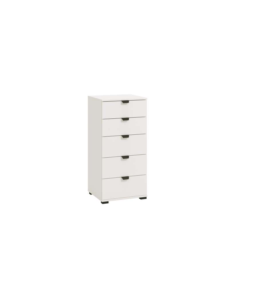Swiss Cassettiera Bianca 5 Cassetti - Truciolare Melaminico - 45x40x95 cm