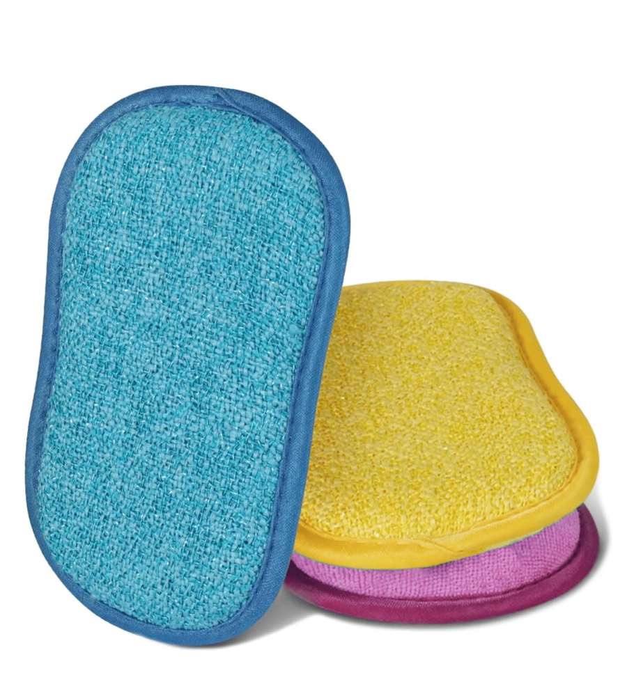 Set 3 Spugne Microfibra Ergonomiche per Pulizia Domestica