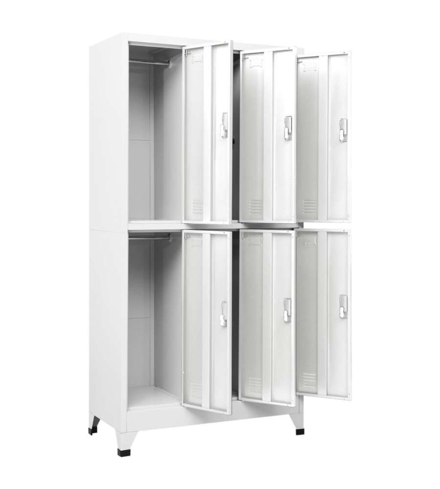vidaXL Armadietto a Chiave 6 Scomparti Acciaio Grigio 90x45x180 cm - Armadio Sicuro per Spogliatoi e Uffici - Design Industriale