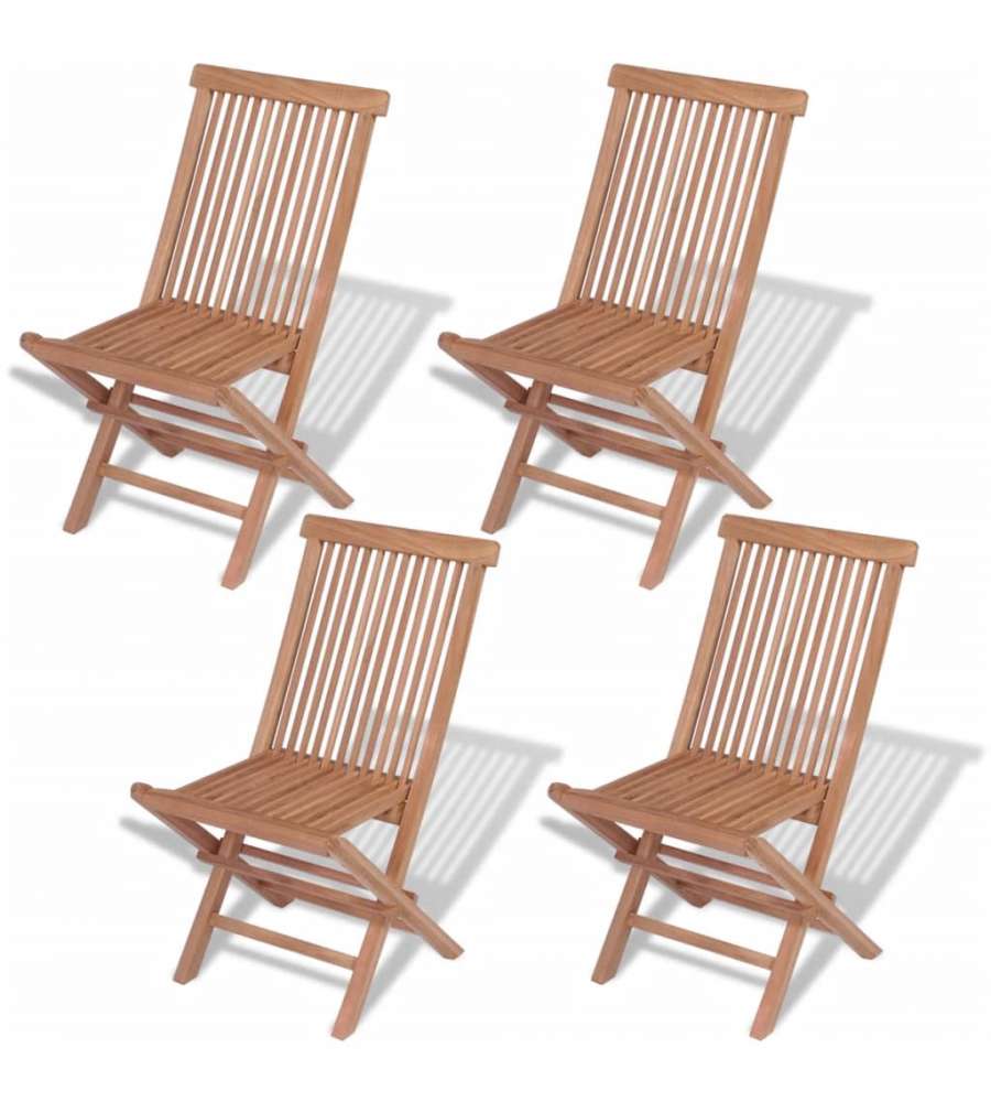 Sedie da Giardino Pieghevoli 4 pz in Legno Massello di Teak