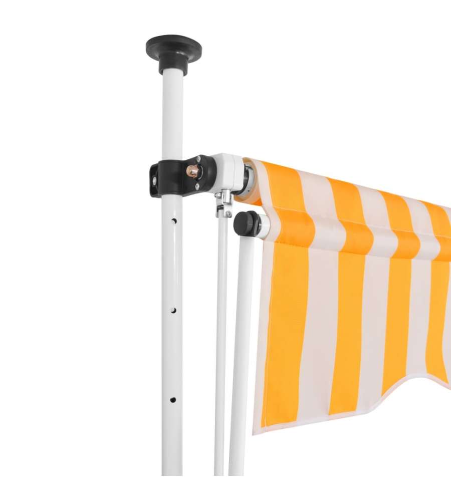 Tenda da Sole Retrattile Manuale 250cm Strisce Arancione Bianco