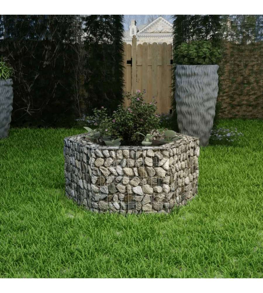 Gabbione Letto Rialzato da Giardino Esagonale 100x90x50 cm