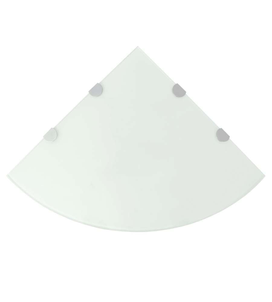 Scaffale Angolare con Supporti Cromati Vetro Bianco 45x45 cm