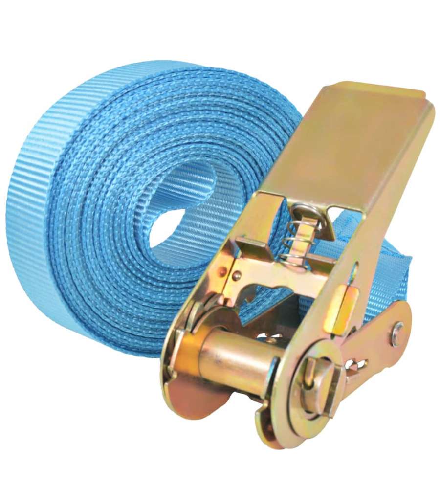 Cinghie d'Ancoraggio 10 pz a Cricchetto 0,8 T 4mx25mm Blu