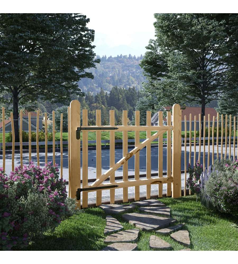Cancello Singolo per Recinzione in Legno di Nocciolo 100x90 cm