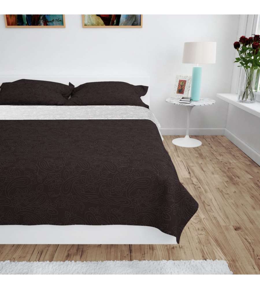 Copriletto Double-Face Trapuntato 220x240 cm Crema e Marrone