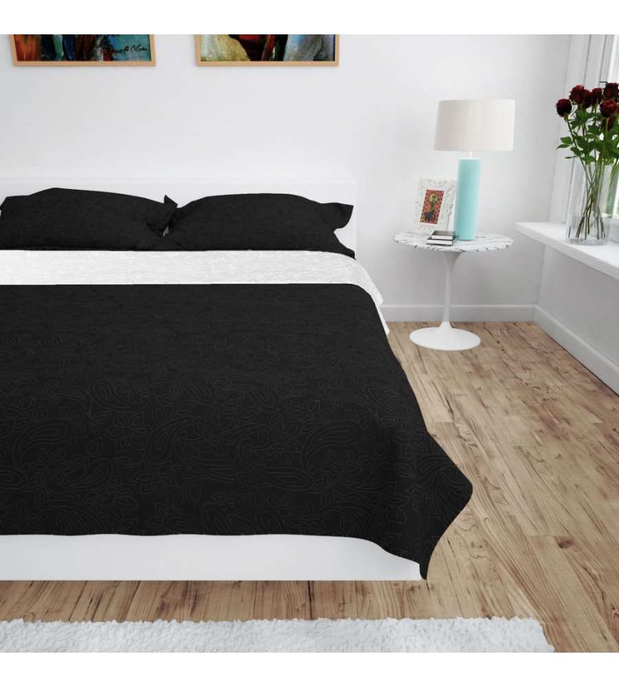 Copriletto Double-Face Trapuntato 230x260 cm Nero e Bianco