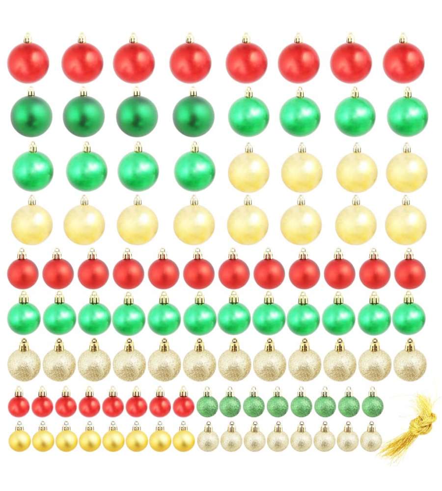 Palline di Natale 100 pz Rosso/Oro/Verde