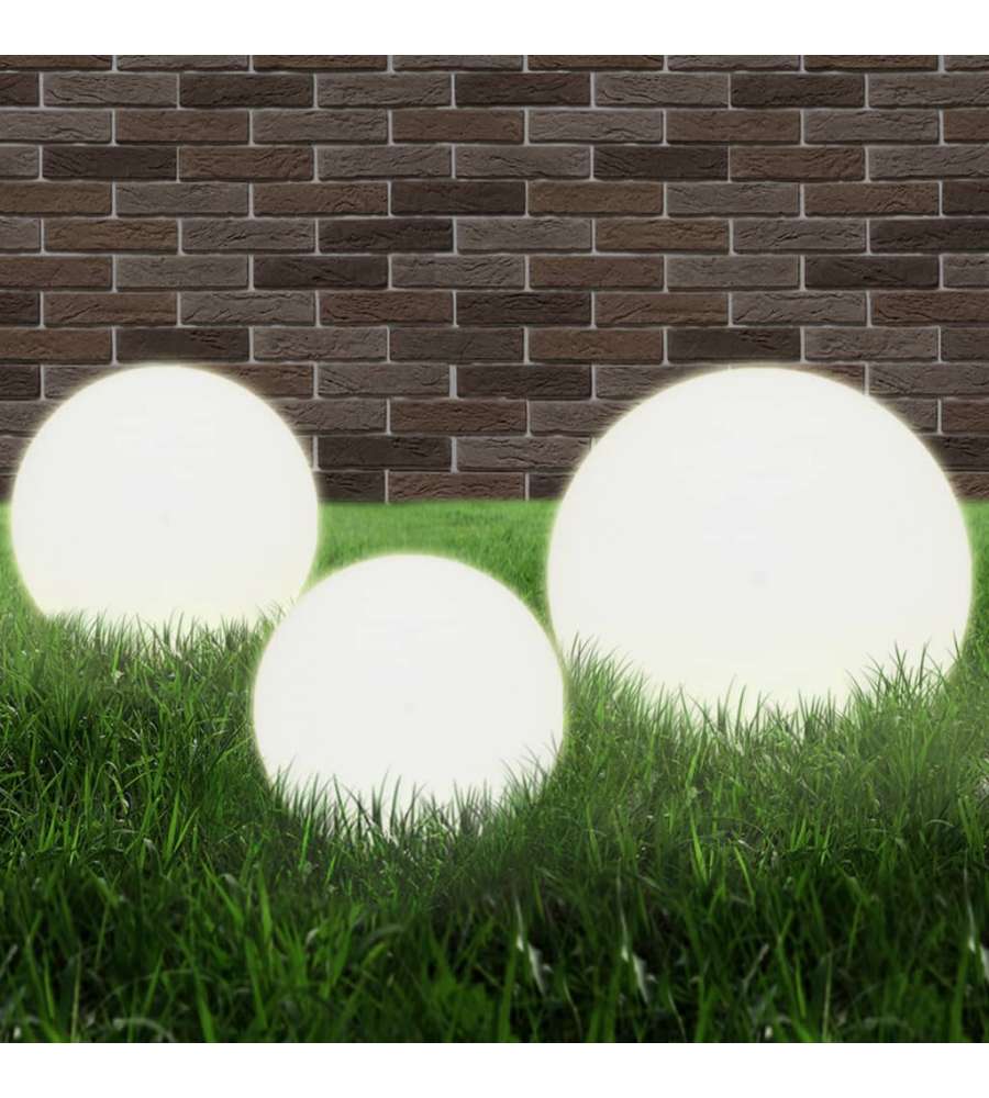 Set Lampade a LED Sferiche 3 pz in PMMA 20/30/40cm