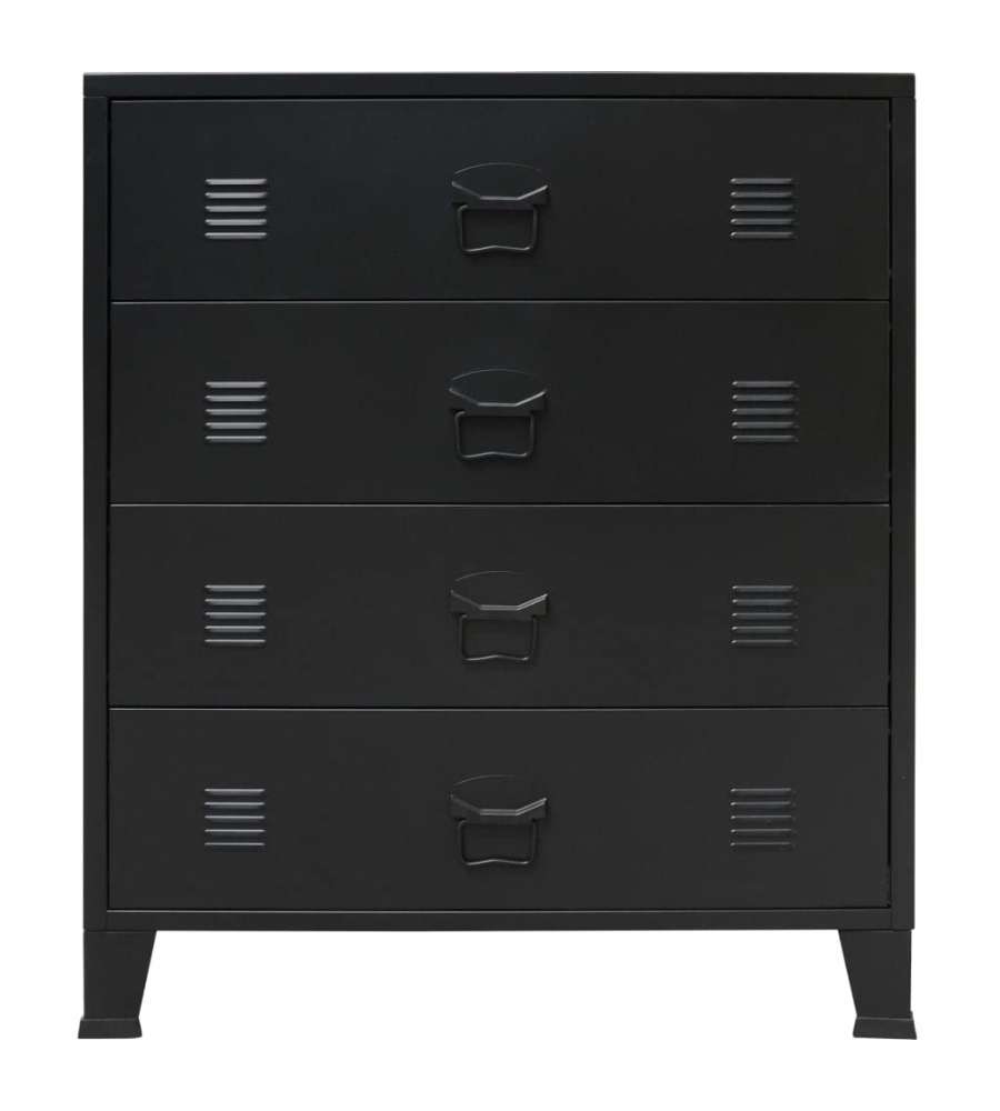 Cassettiera In Metallo In Stile Industriale 78x40x93 Cm Nera