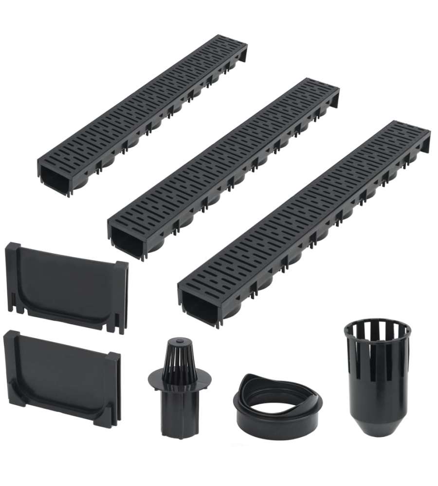 Canalette di Drenaggio 3 pz Plastica 3 m