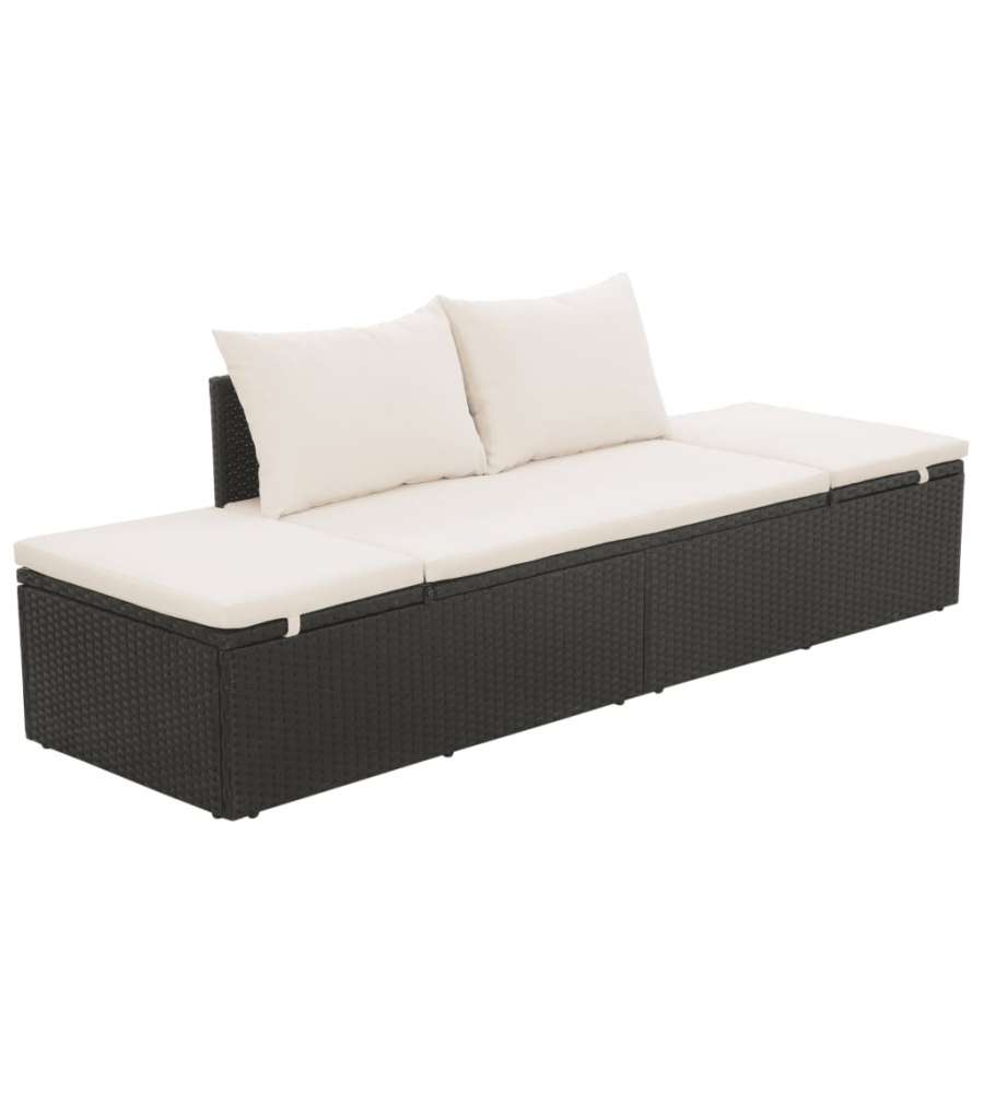 Lettino da Giardino Nero 195x60 cm in Polyrattan