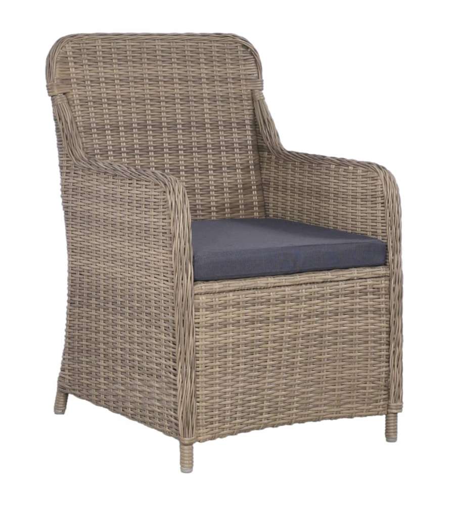 Sedie da Esterno con Cuscini 2 pz in Polyrattan Marrone