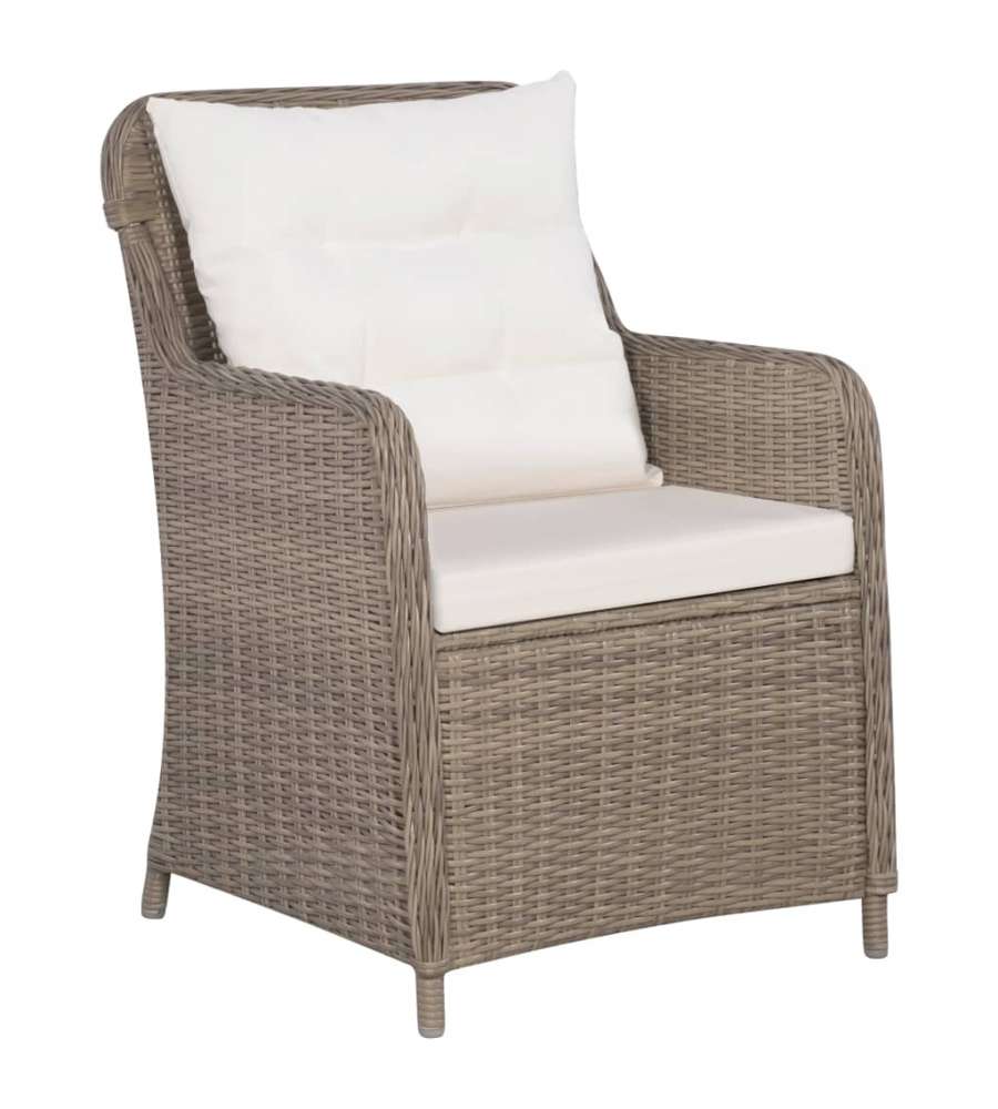 Sedie da Esterno con Cuscini 2 pz in Polyrattan Marrone