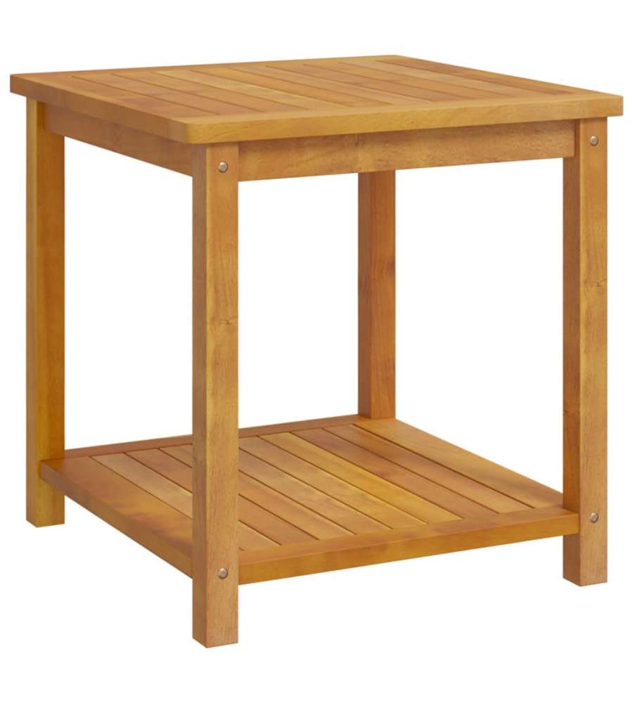 Tavolino Da Esterno In Legno Massello Di Acacia 45x45x45 Cm - Per Giardino, Terrazzo, Balcone E Soggiorno - Marrone Naturale