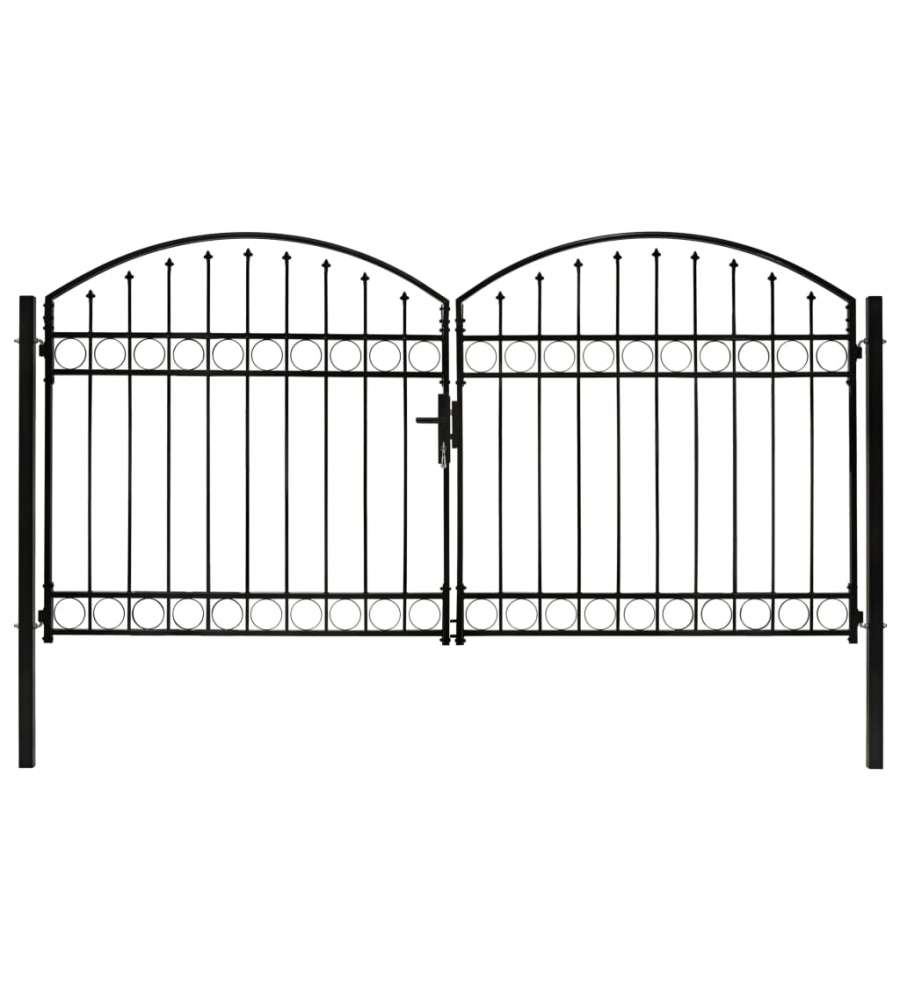 Cancello a Doppia Anta ad Arco in Acciaio 300x150 cm Nero
