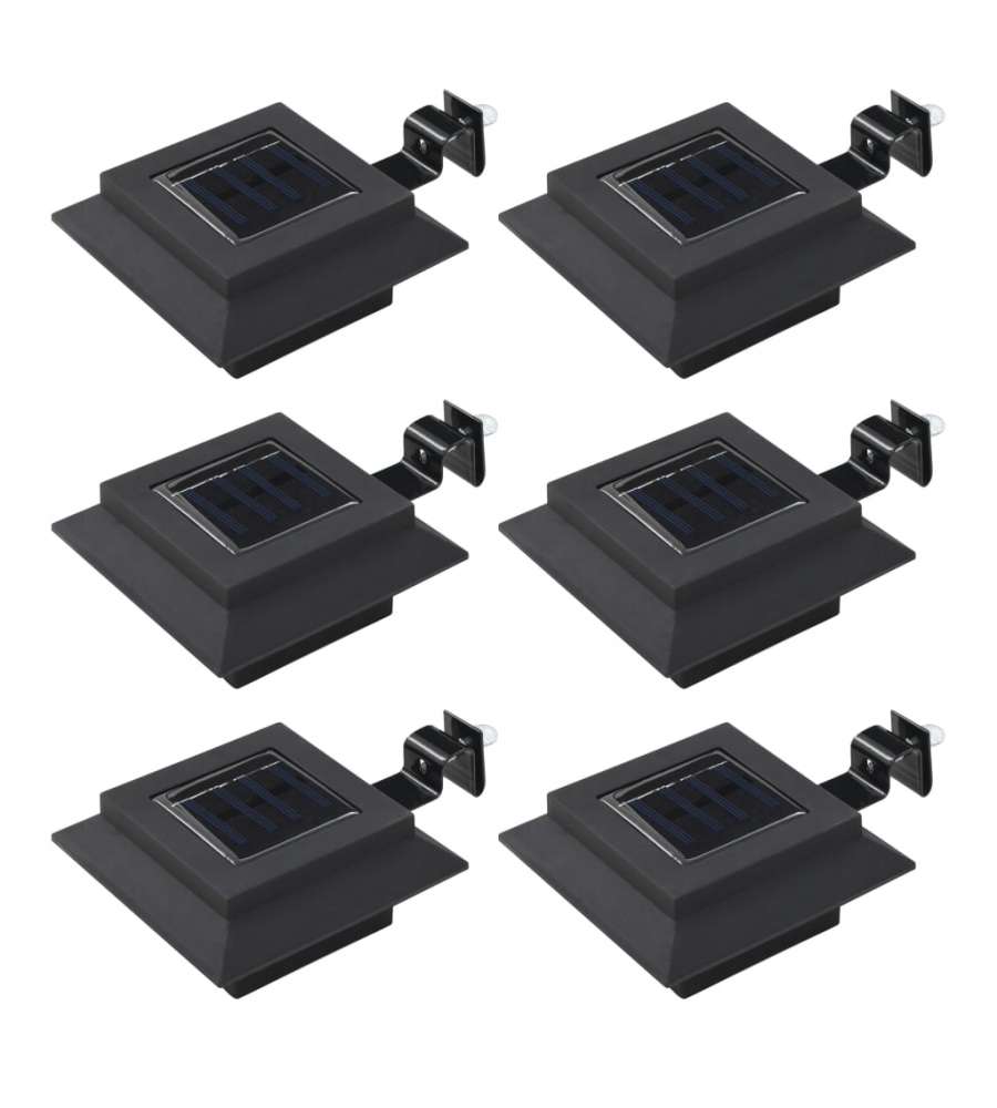 Lampade Solari da Esterni 6 pz a LED Quadrate 12 cm Nero