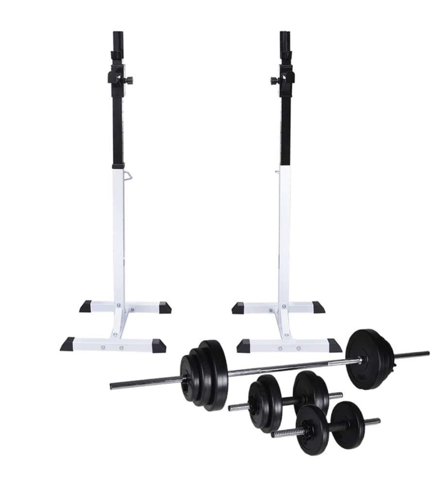 Stazione Per Squat Con Bilanciere E Set Di Manubri Da 30, 5 Kg