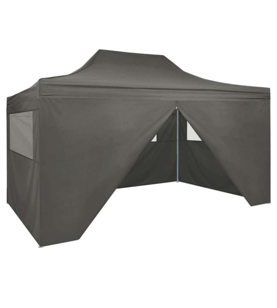 Tenda Pieghevole Pop-Up 4 Pareti Laterali 3x4,5 m Antracite