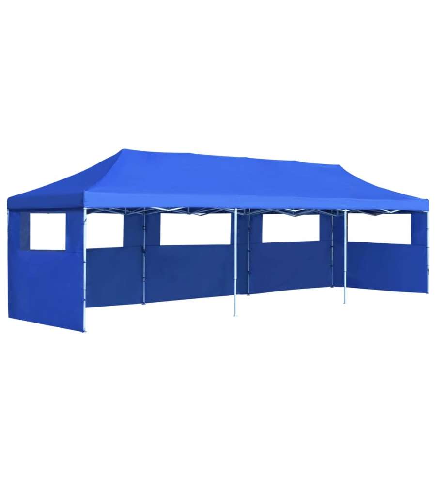Tenda Pieghevole Pop-Up con 5 Pareti Laterali 3x9 m Blu