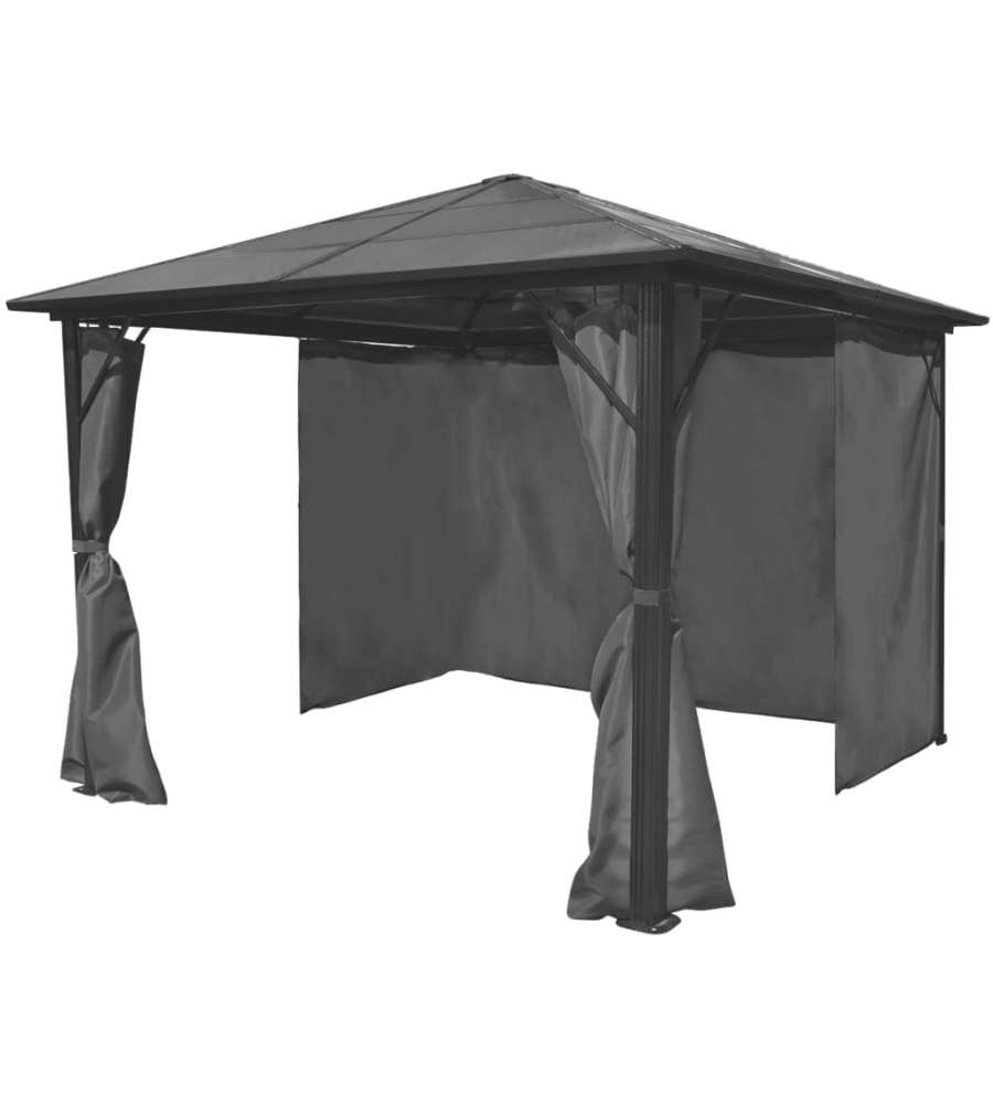 Gazebo con Tenda Antracite in Alluminio 300x300 cm