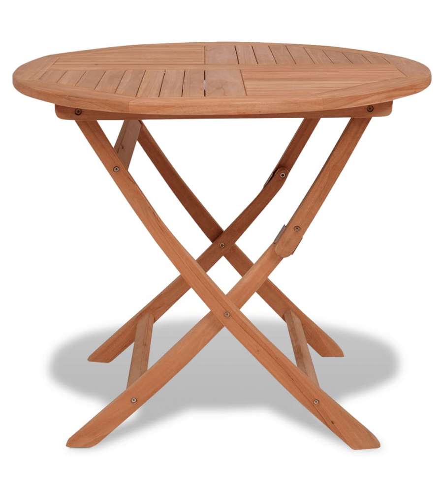 Tavolo da Giardino Pieghevole 85x76cm in Legno Massello di Teak