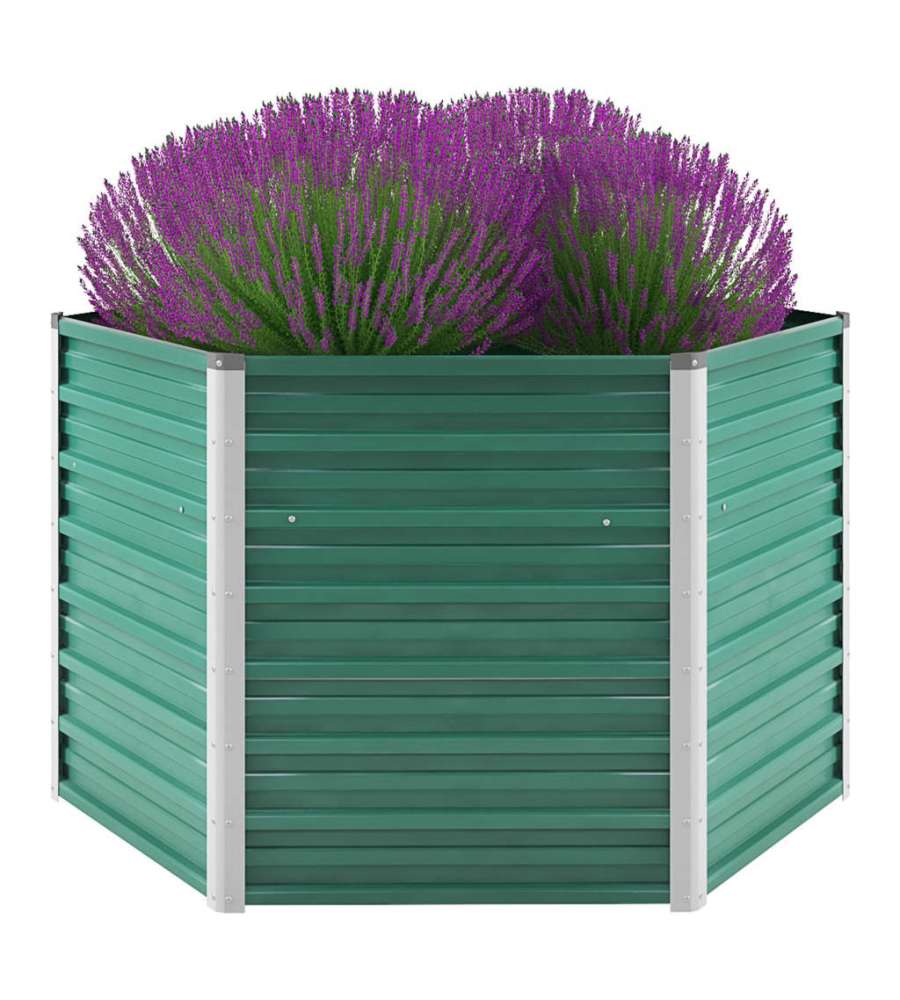 Letto Rialzato Giardino in Acciaio Zincato 129x129x77 cm Verde
