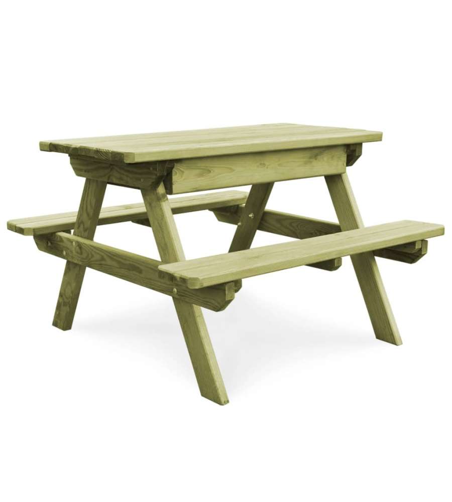 Tavolo da Picnic con Panche 90x90x58 cm in Pino Impregnato