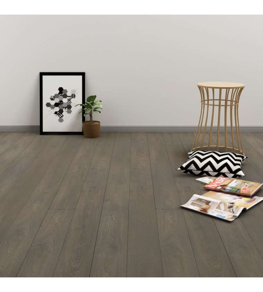 Listoni Pavimenti Autoadesivi 4,46 mq 3 mm PVC Grigio e Marrone