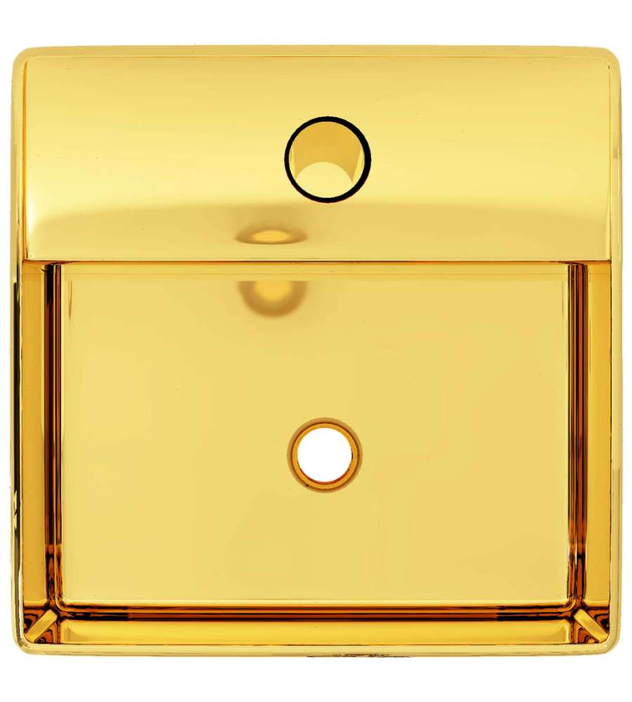 Lavandino con Foro per Rubinetto 38x30x11,5 cm in Ceramica Oro