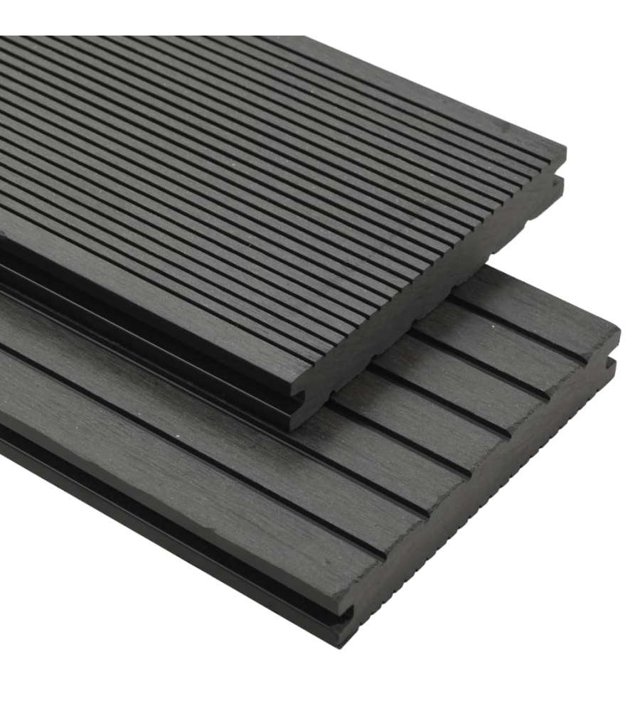 Pavimento per Esterni WPC Pieno Accessori 10 mq 2,2 m Grigio