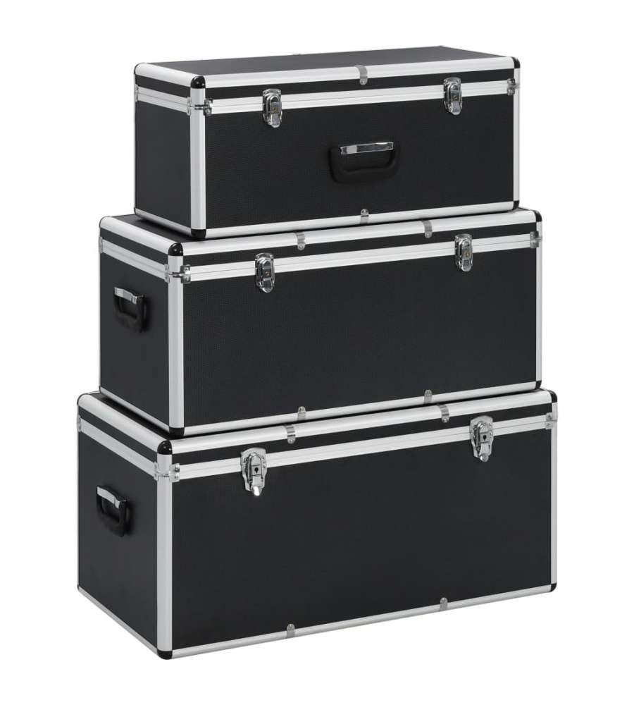  Valigette 3 pz in Alluminio Nero
