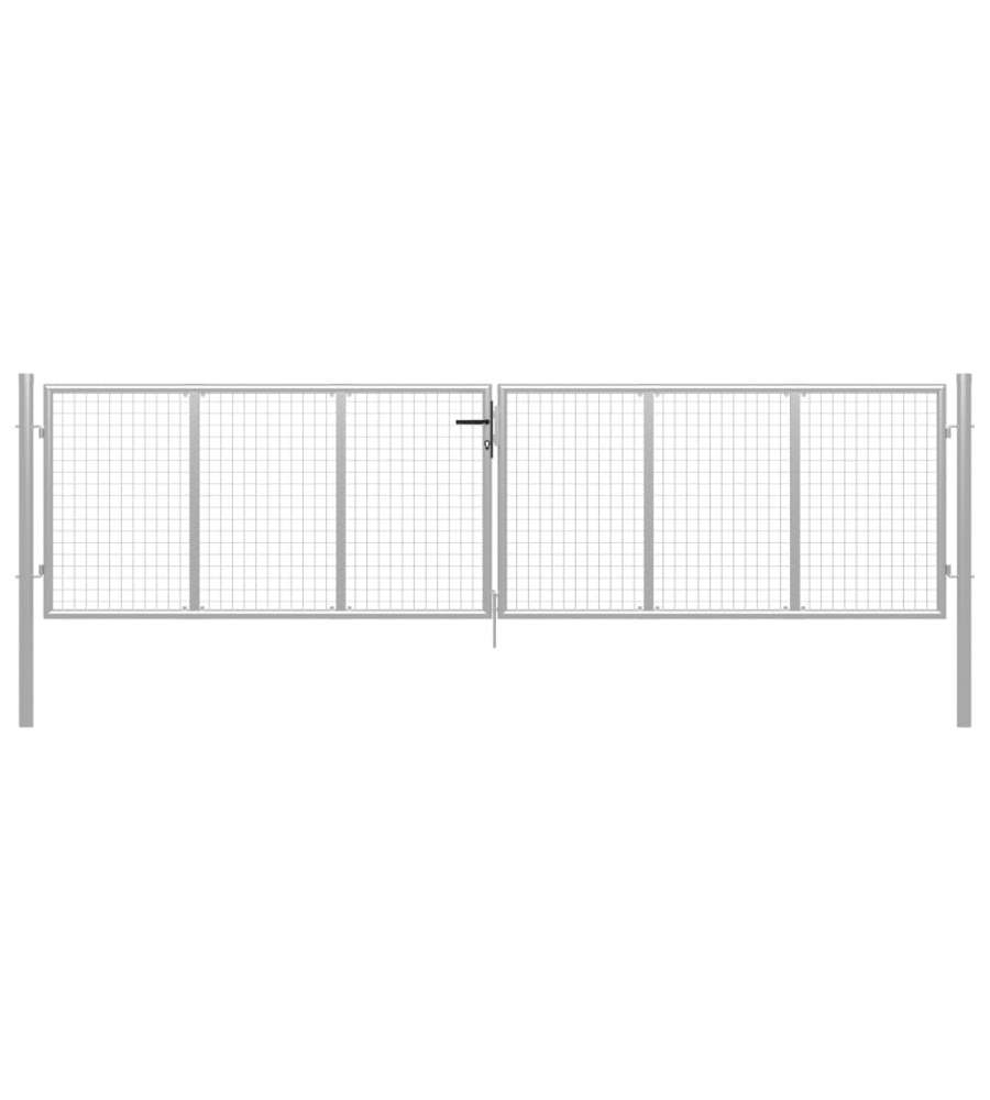 Cancello per Giardino in Acciaio Zincato 415x175cm Argento