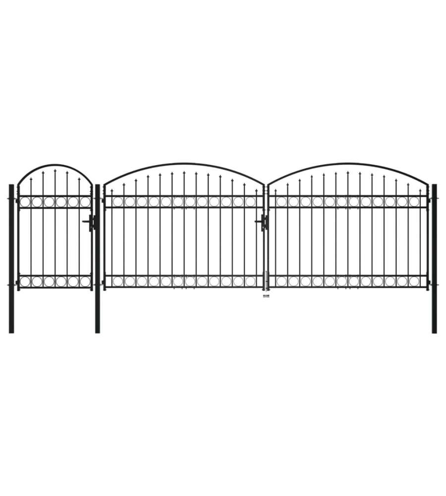Cancello da Giardino ad Arco in Acciaio 2x5 m Nero