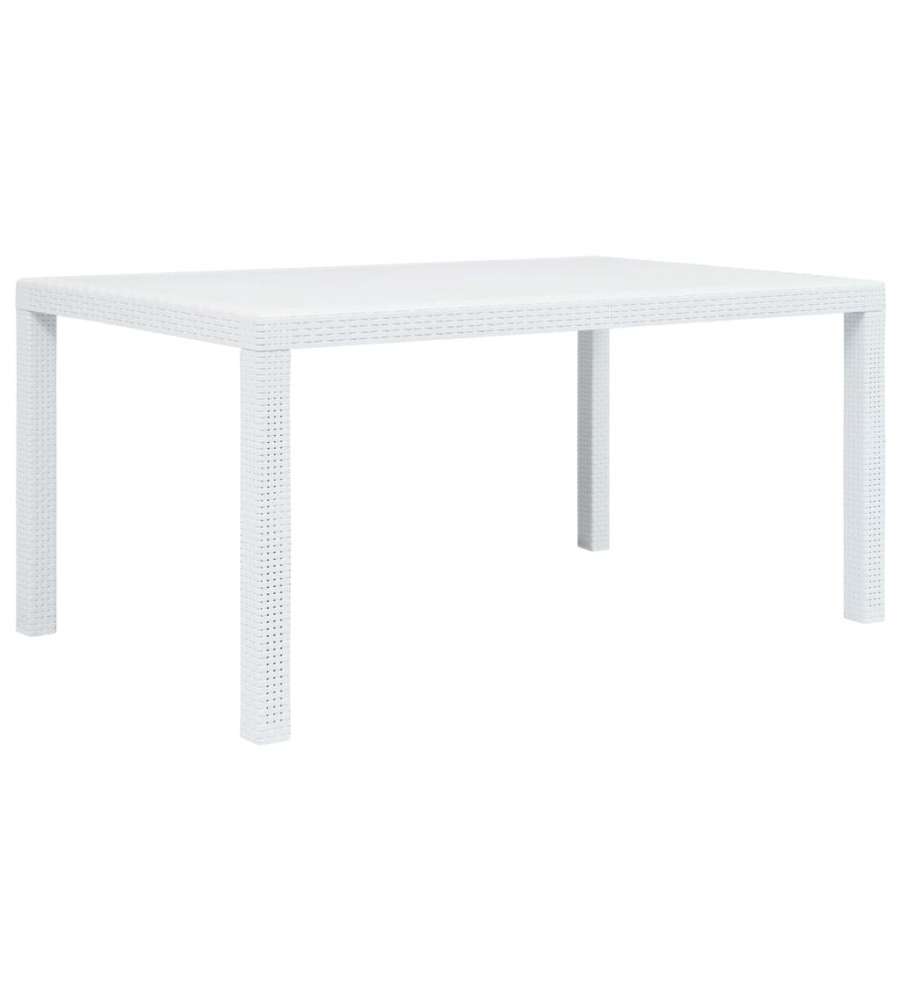 Tavolo da Giardino Bianco 150x90x72 cm in Plastica Stile Rattan