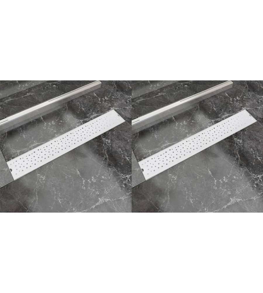 Scarico Doccia Lineare 2 pz Design Bolle 730x140mm Acciaio Inox