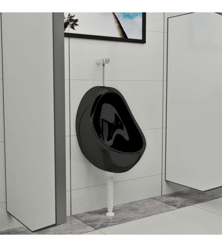 Orinatoio Sospeso con Sciacquone in Ceramica Nero